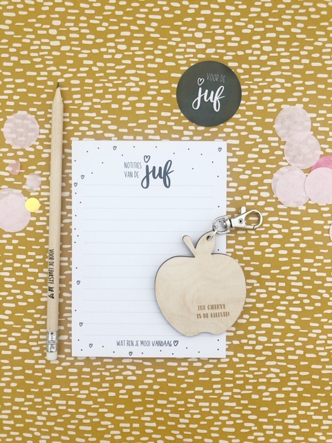 Sleutelhanger juf appel