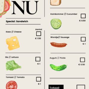 Printable menukaart